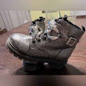 Nina Weslyn Black Glitter Combat Boots